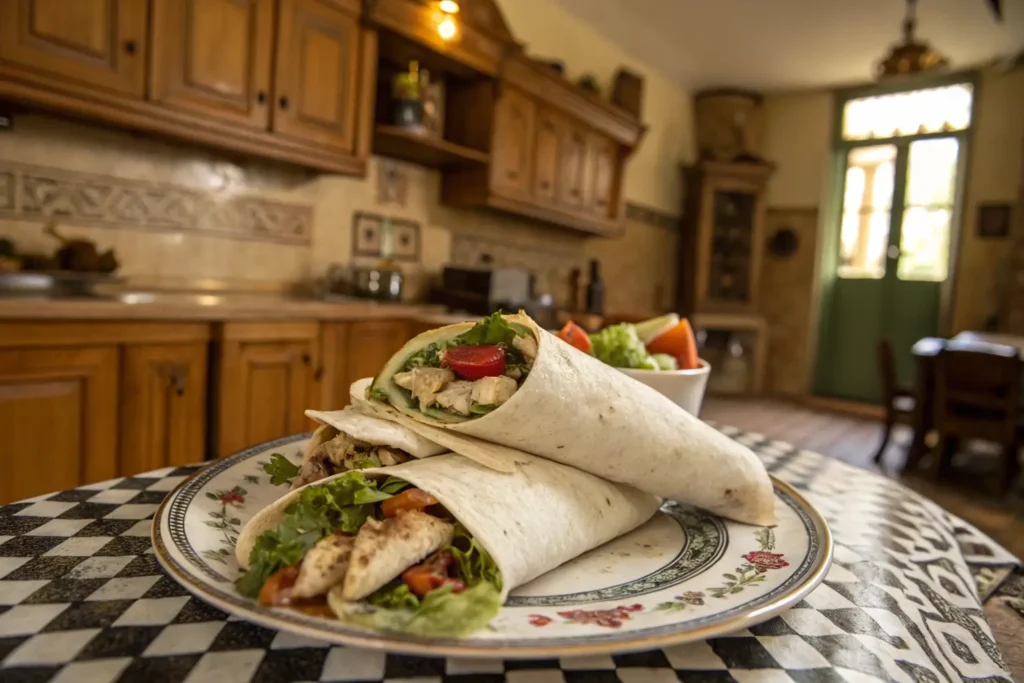 Meal-prep idea showcasing grilled chicken wraps with colorful vegetables for weight-loss-friendly eating.